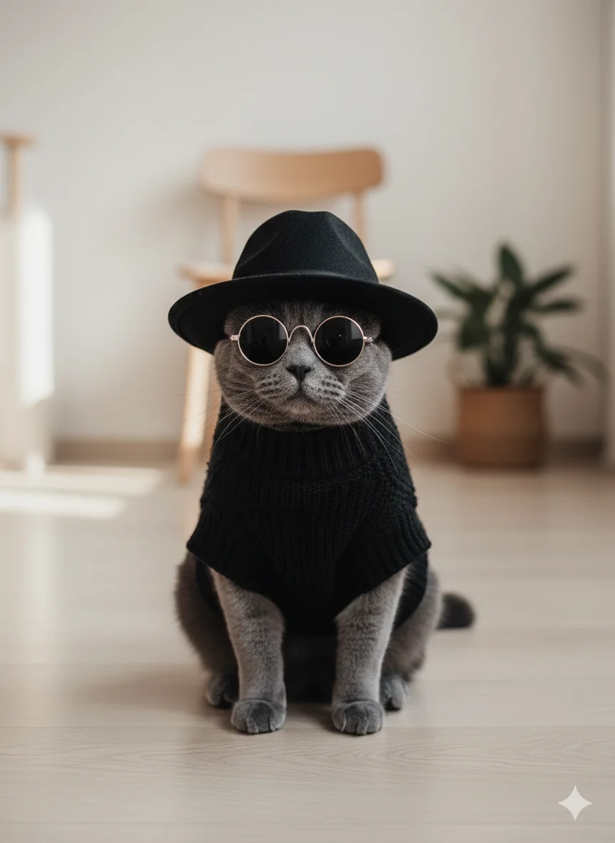 ИИ-фотосессия — Кошка в шляпе