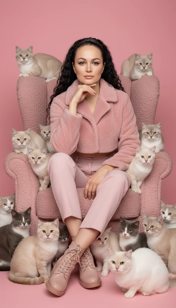 ИИ-фотосессия — Девушка с кошками
