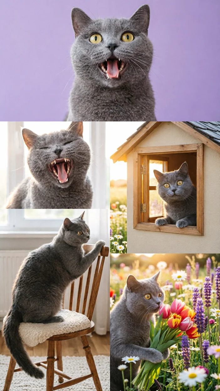 Фотобудка с кошкой  через нейросеть 