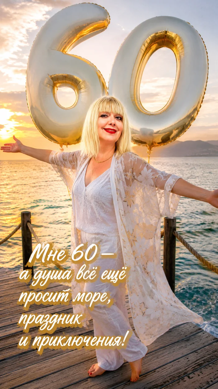 Юбилей 60 лет фотооткрытка с текстом ии 