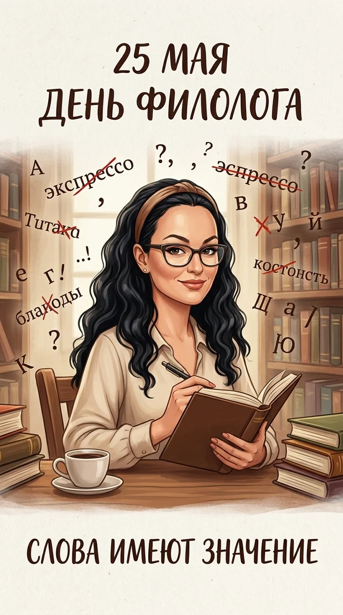 День филолога — умная и ироничная иллюстрация  с вашим фото 