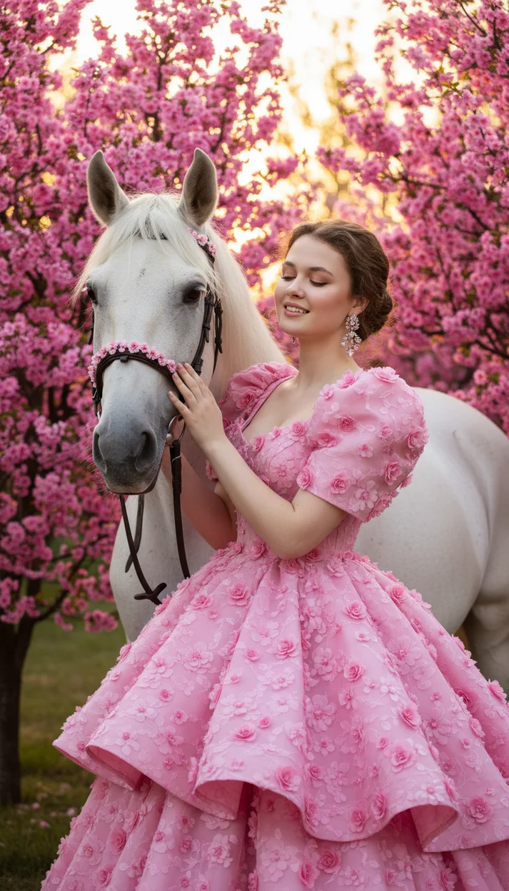 ИИ-фотосессия — Среди цветущих деревьев