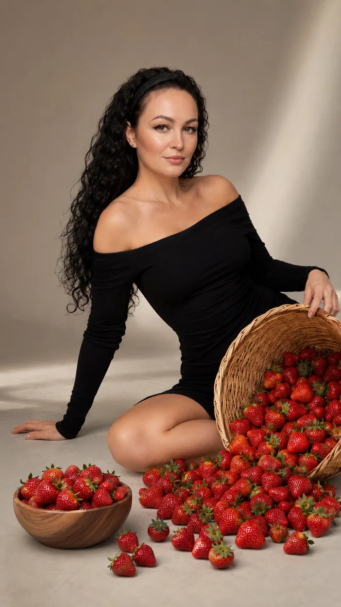  Студийный портрет с клубникой фотосессия 