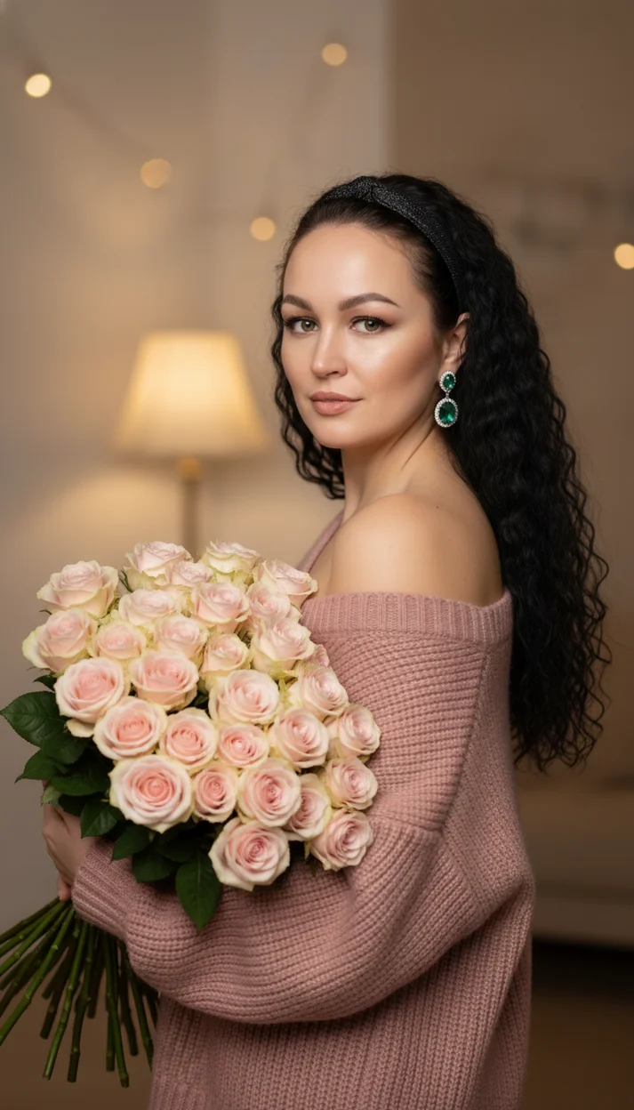 ИИ-фотосессия — Нежный портрет с цветами